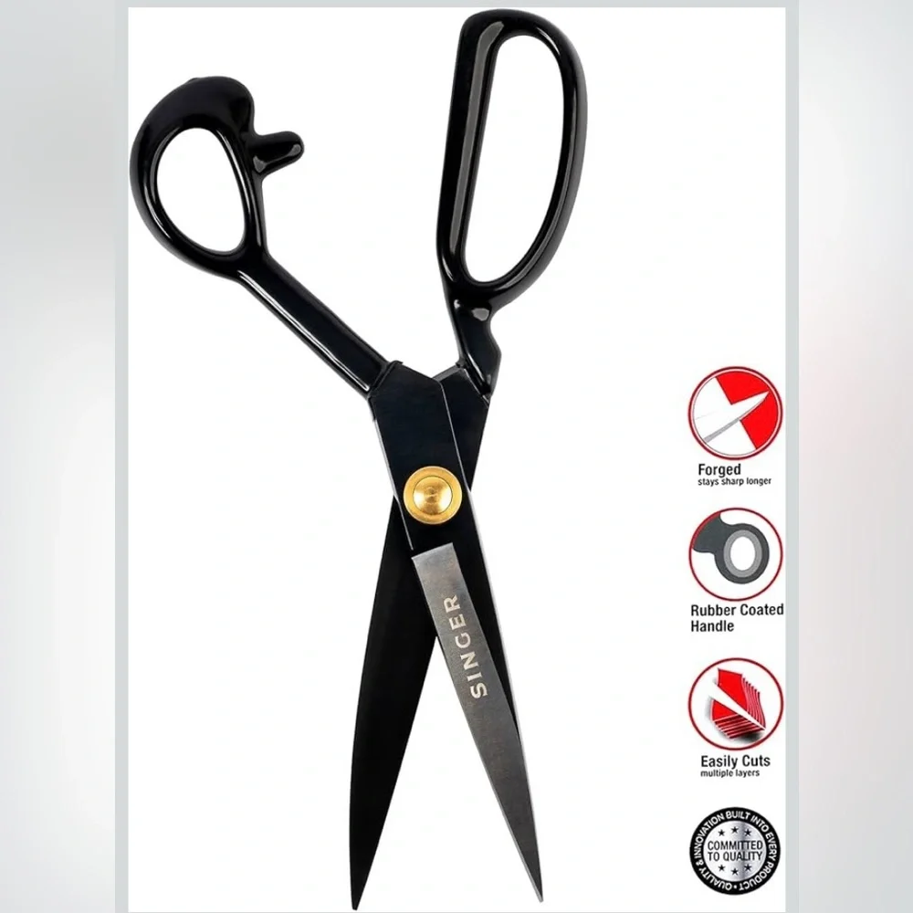 Singer 10in Forged Heavy-Duty Black Sewing Scissors, NEW in box - Picture 2 of 10